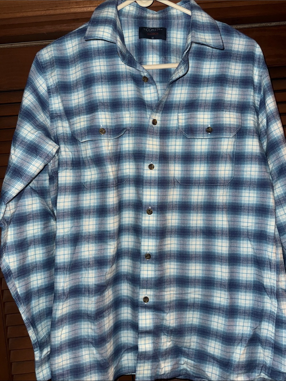 Coast Men's Blue Plaid Casual Button-Down Shirt